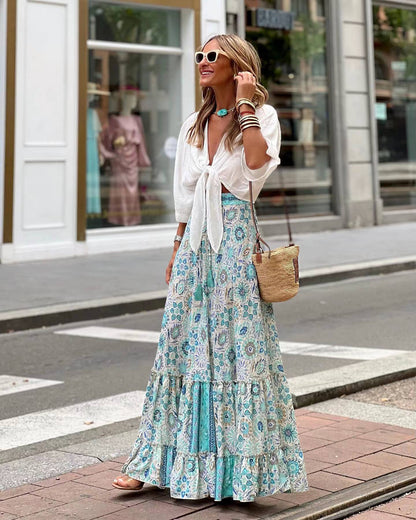 Women's Fall Print A-Line Dress Loose Fit