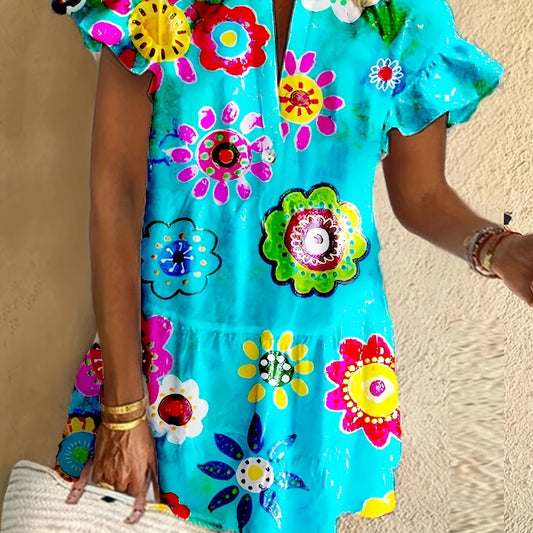 Elegant Ladies Floral Long Maxi Dress - VibreMode