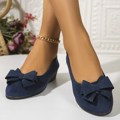 Bella Women's Ballet Flats Slip-On Round Toe Bow Detail