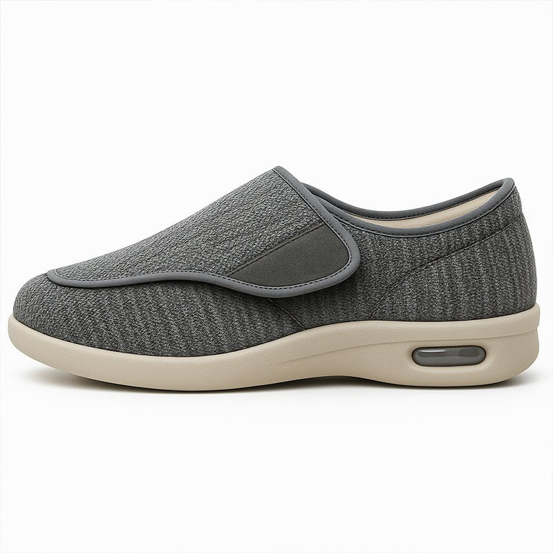 Comfortable Grey Slip On Wide Fit Shoes with Elastic Closure - VibreMode