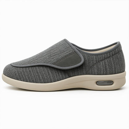 Comfortable Grey Slip On Wide Fit Shoes with Elastic Closure - VibreMode