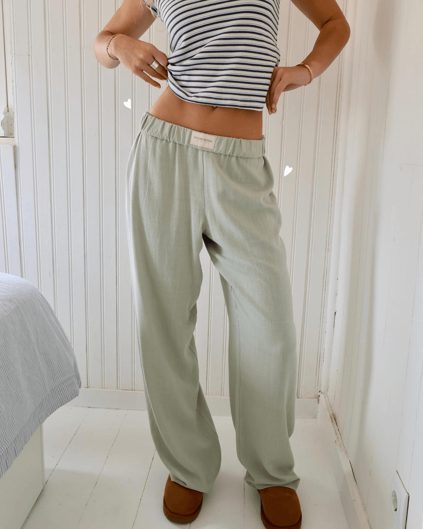 Image of Clara | Women's Elastic Waist Striped Sweatpants