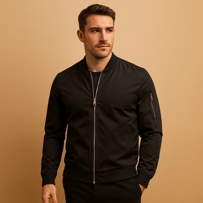Men’s classic bomber jacket with zip closure, lightweight design, and comfortable fit, ideal for casual outfits and year-round wear.