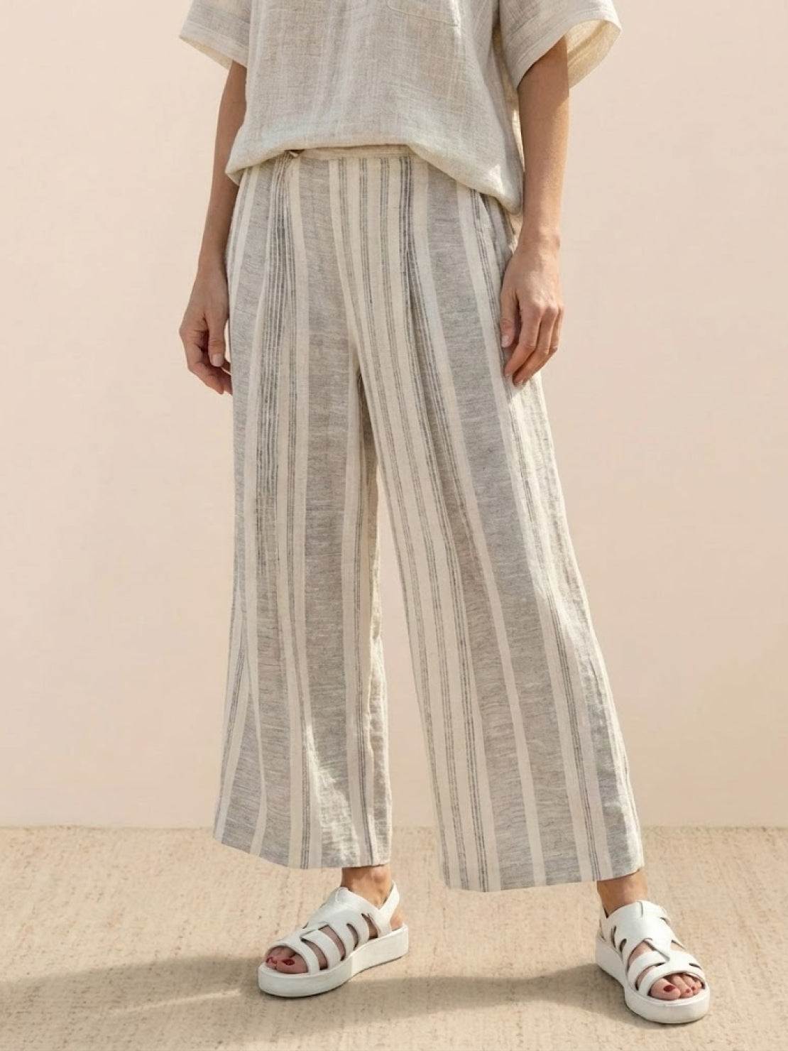 Relaxed Fit Striped Pants and Top 2-Piece Outfit