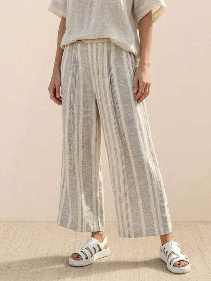 Relaxed Fit Striped Pants and Top 2-Piece Outfit