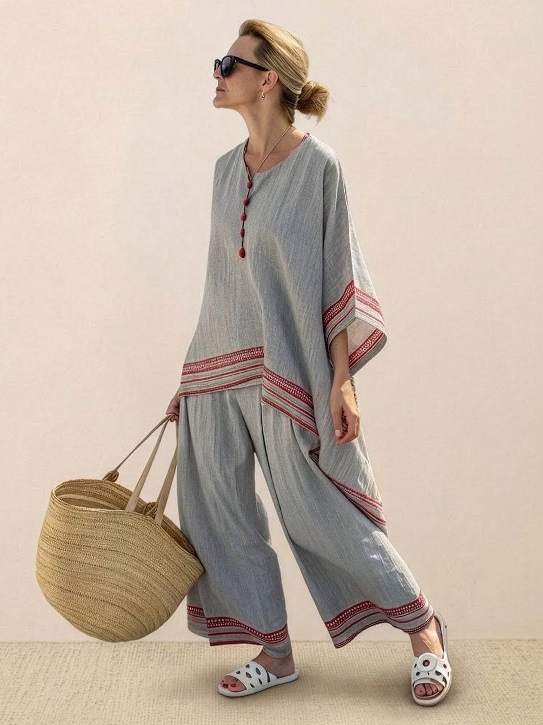 Relaxed Fit Striped Pants and Top 2-Piece Outfit