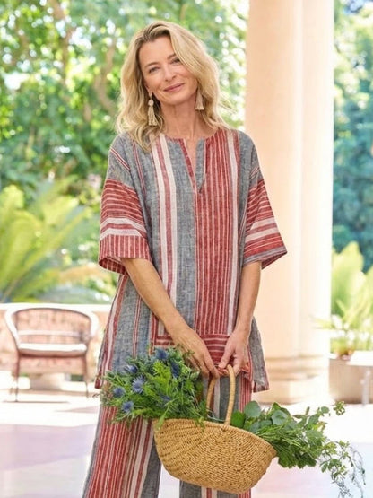 Relaxed Fit Striped Pants and Top 2-Piece Outfit