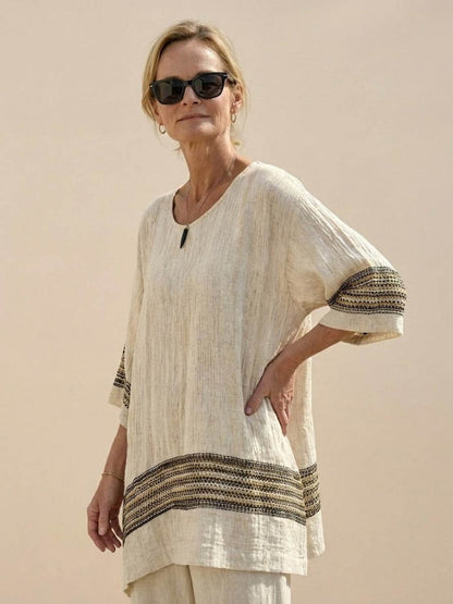 Relaxed Fit Striped Pants and Top 2-Piece Outfit