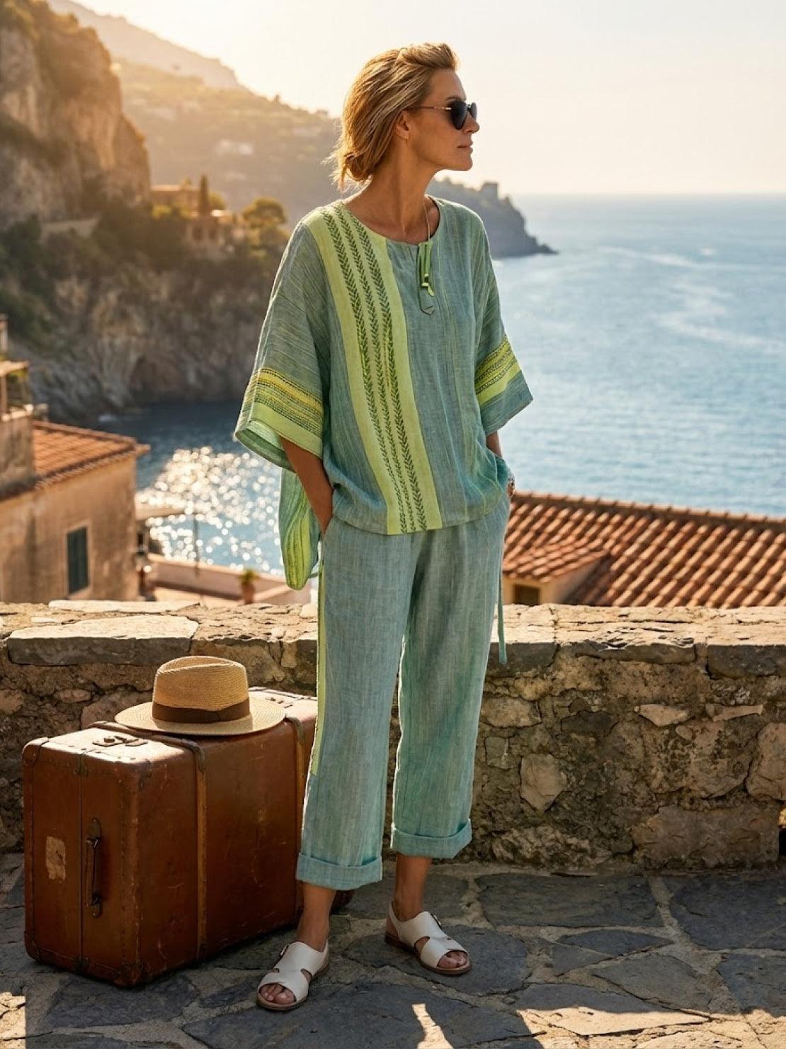 Relaxed Fit Striped Pants and Top 2-Piece Outfit
