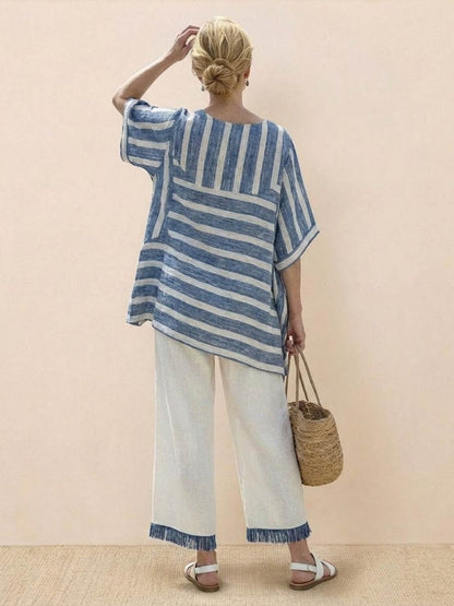 Relaxed Fit Striped Pants and Top 2-Piece Outfit