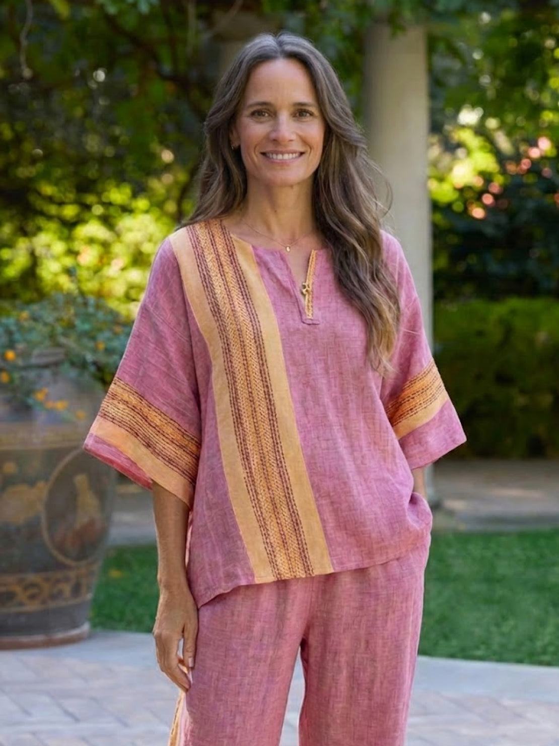 Relaxed Fit Striped Pants and Top 2-Piece Outfit