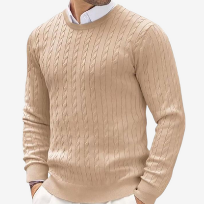 Image of Cody | Men's Crew Neck Cable Knit Sweater