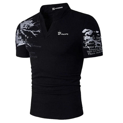 Image of Cole | Men's Slim Fit V-Neck Polo Shirt