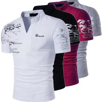 Image of Cole | Men's Slim Fit V-Neck Polo Shirt