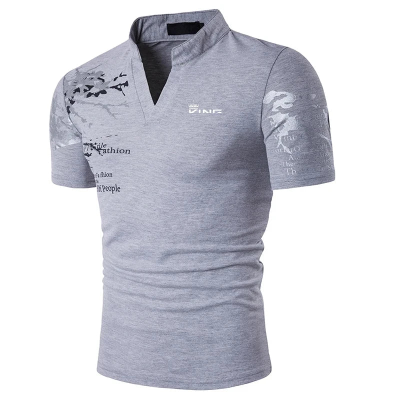 Men's Slim Fit V-Neck Polo Shirt - VibreMode