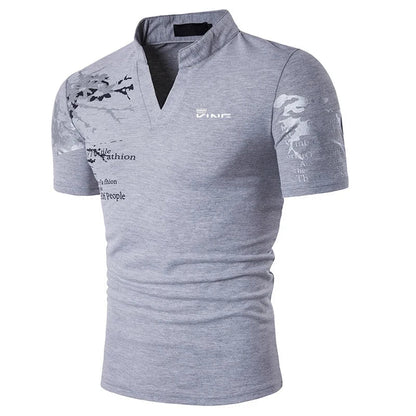 Men's Slim Fit V-Neck Polo Shirt - VibreMode