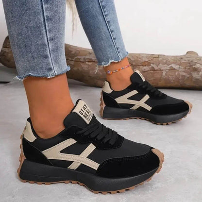 Women's Retro Lace-Up Sneakers Casual Athletic Shoes