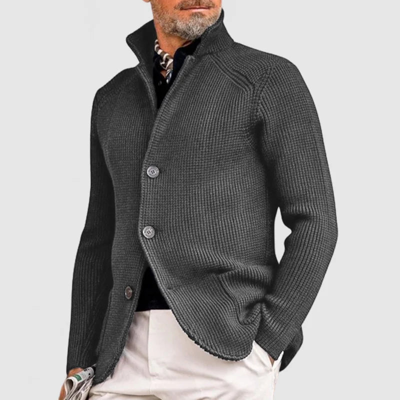 Men's Button Front Cardigan Stand Collar