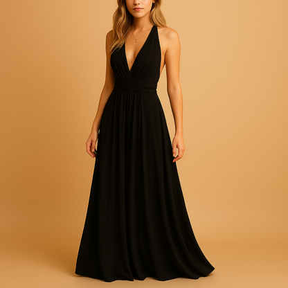 Women’s convertible multiway dress with adjustable top and versatile styling options, perfect for weddings, parties, and formal occasions.