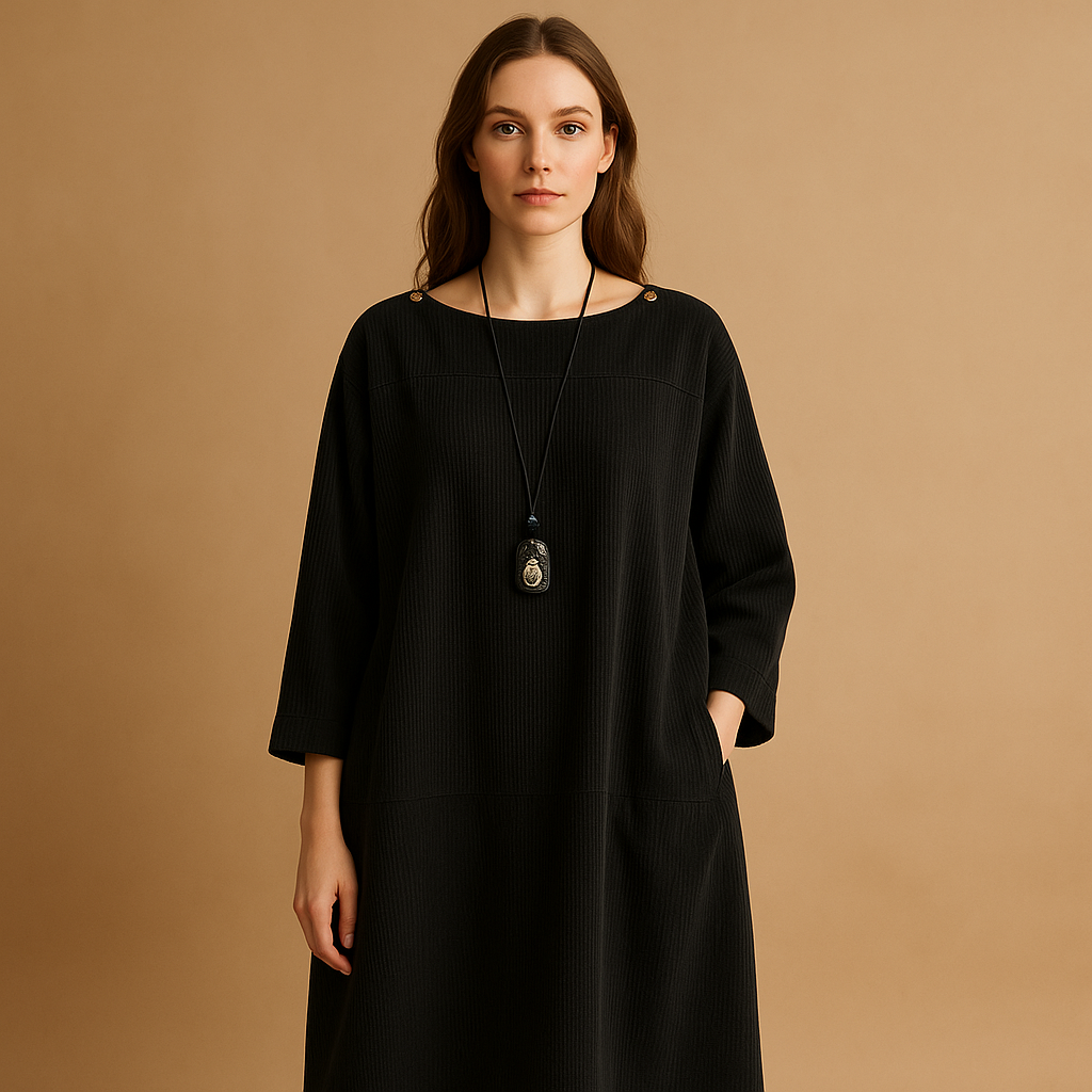Women's Corduroy Knee Length Summer Dress - VibreMode