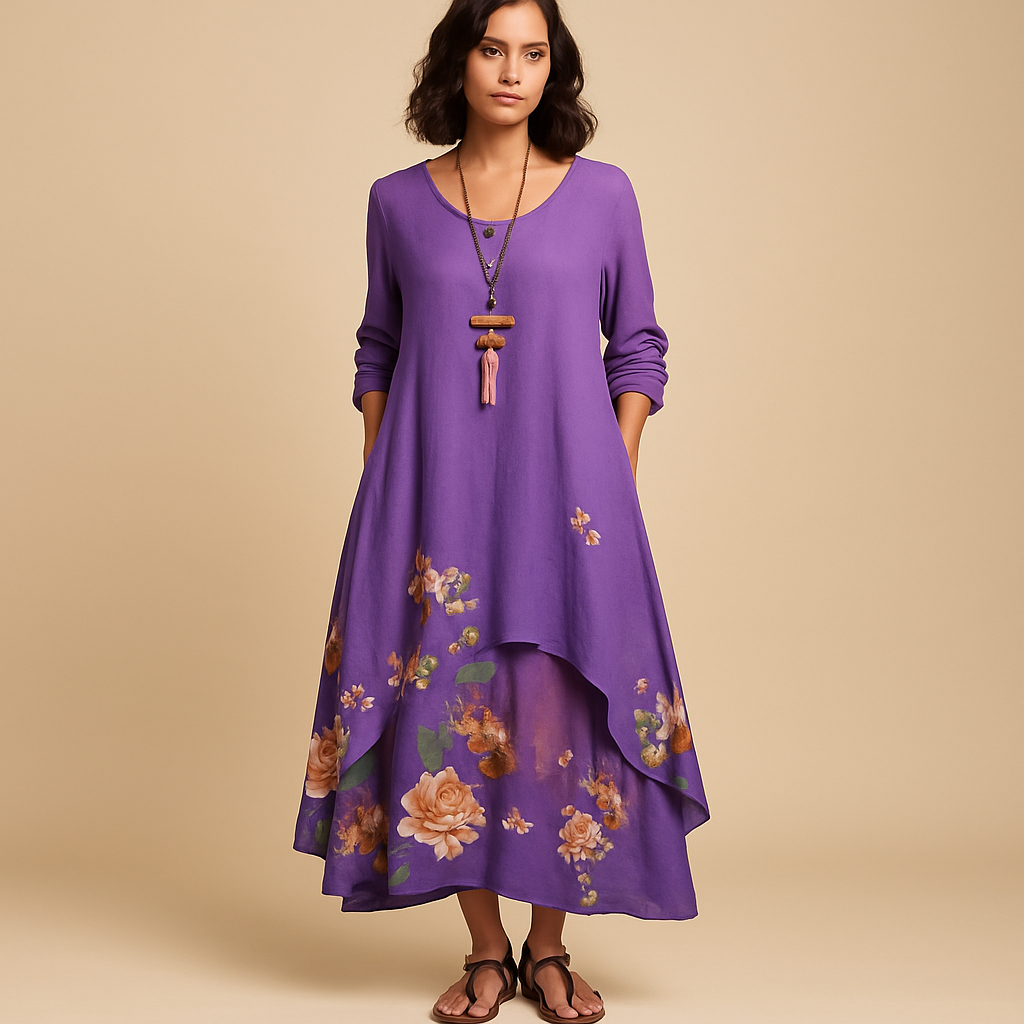 Women’s cotton A-line midi dress with a lightweight breathable design, perfect for everyday wear, office outfits, and semi-formal occasions.