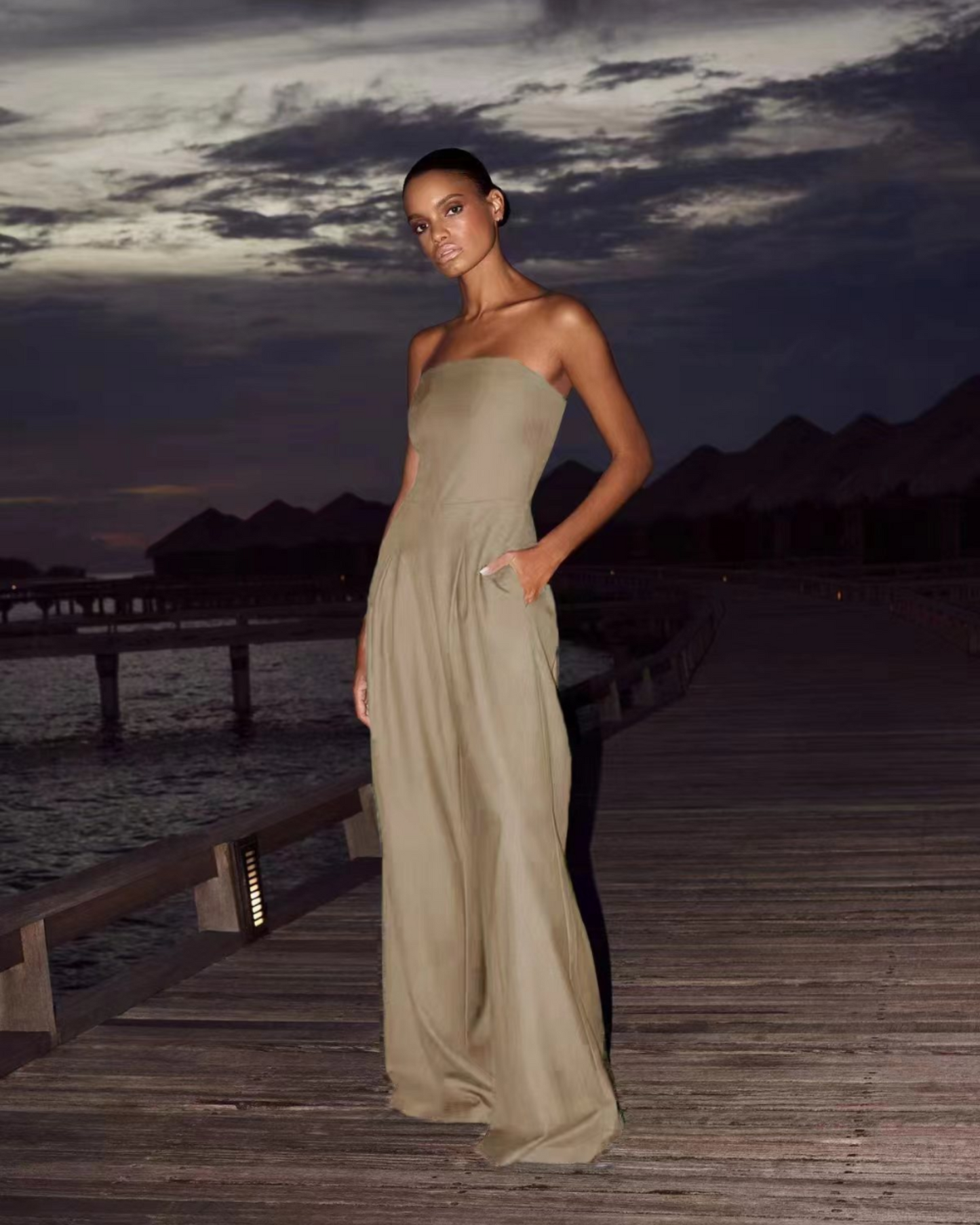 Image of Courtney | Women's Strapless Wide Leg Jumpsuit