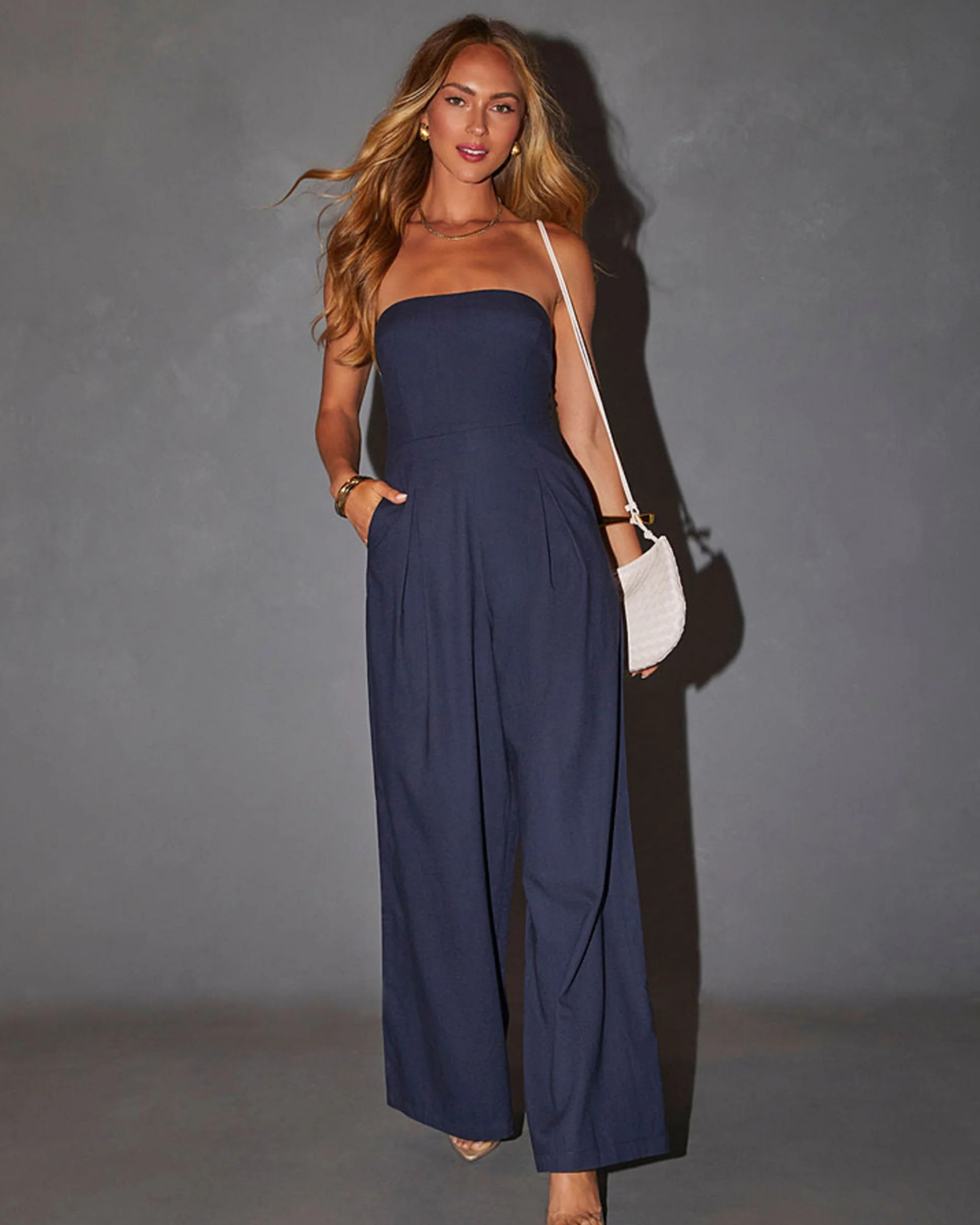 Image of Courtney | Women's Strapless Wide Leg Jumpsuit
