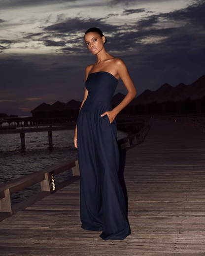 Image of Courtney | Women's Strapless Wide Leg Jumpsuit