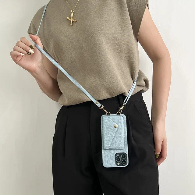 Leather Crossbody Phone Case With Card Holder And Key Cord
