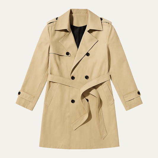 Men's Double Breasted Trench Coat Waterproof Long - VibreMode