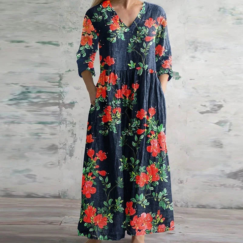 Women's Maxi Dress Patchwork Panels
