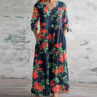 Women's Maxi Dress Patchwork Panels