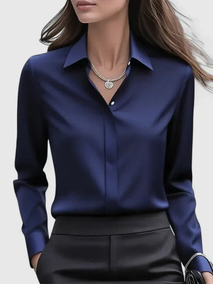 Reese Women's Button Down Shirt Cotton Concealed Placket White - VibreMode