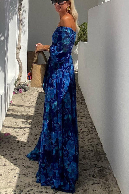 Women's Off Shoulder Floral Maxi Dress Evening