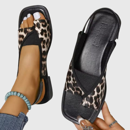 Women's Colorblock Flat Sandals Square Toe Slip-On