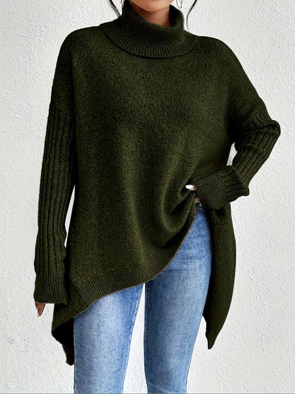 Women's Folded Turtleneck Sweater Loose Fit