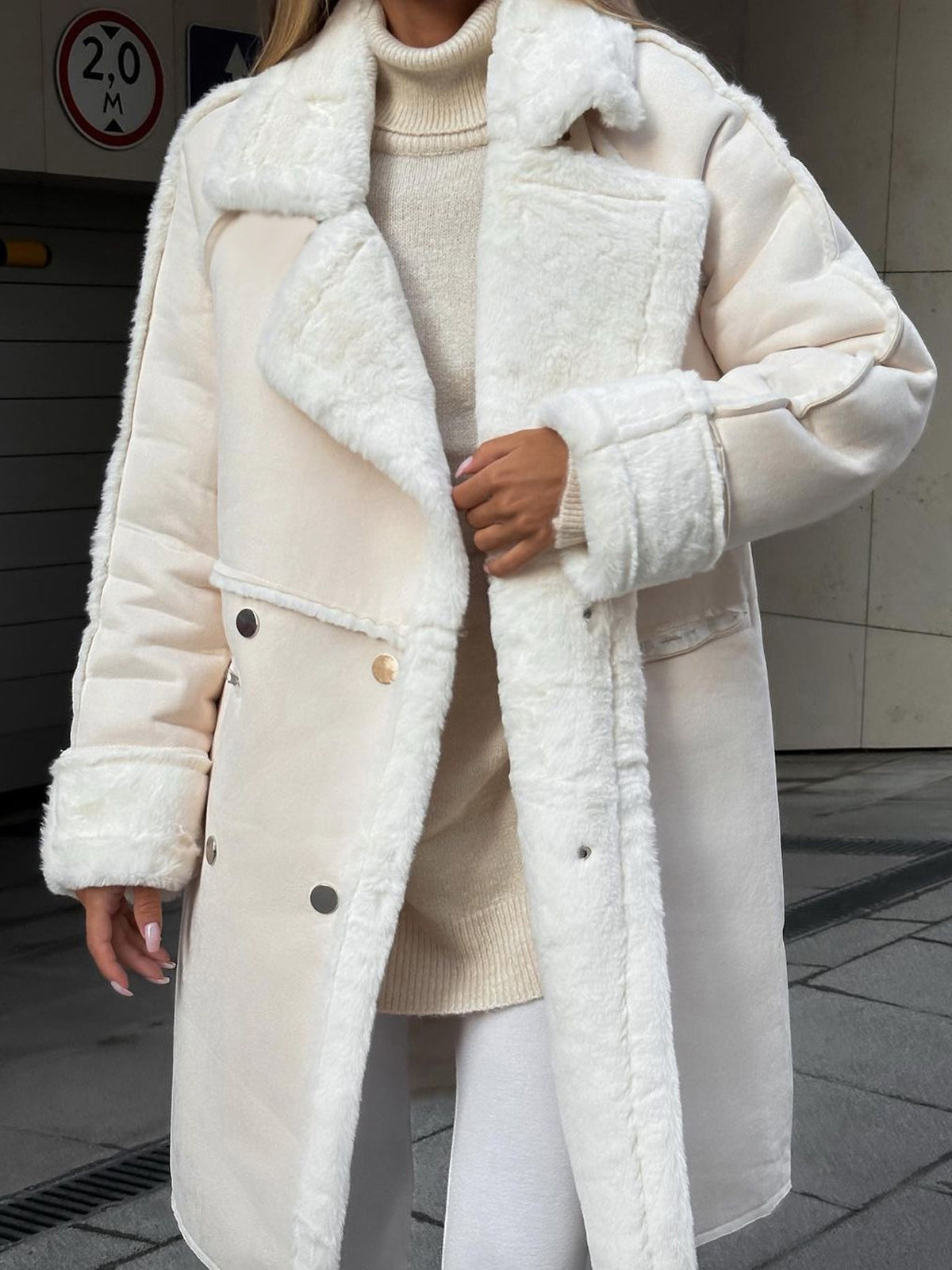 Women's Double Breasted Coat Notched Collar Wool