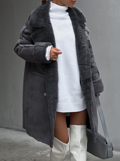 Women's Double Breasted Coat Notched Collar Wool