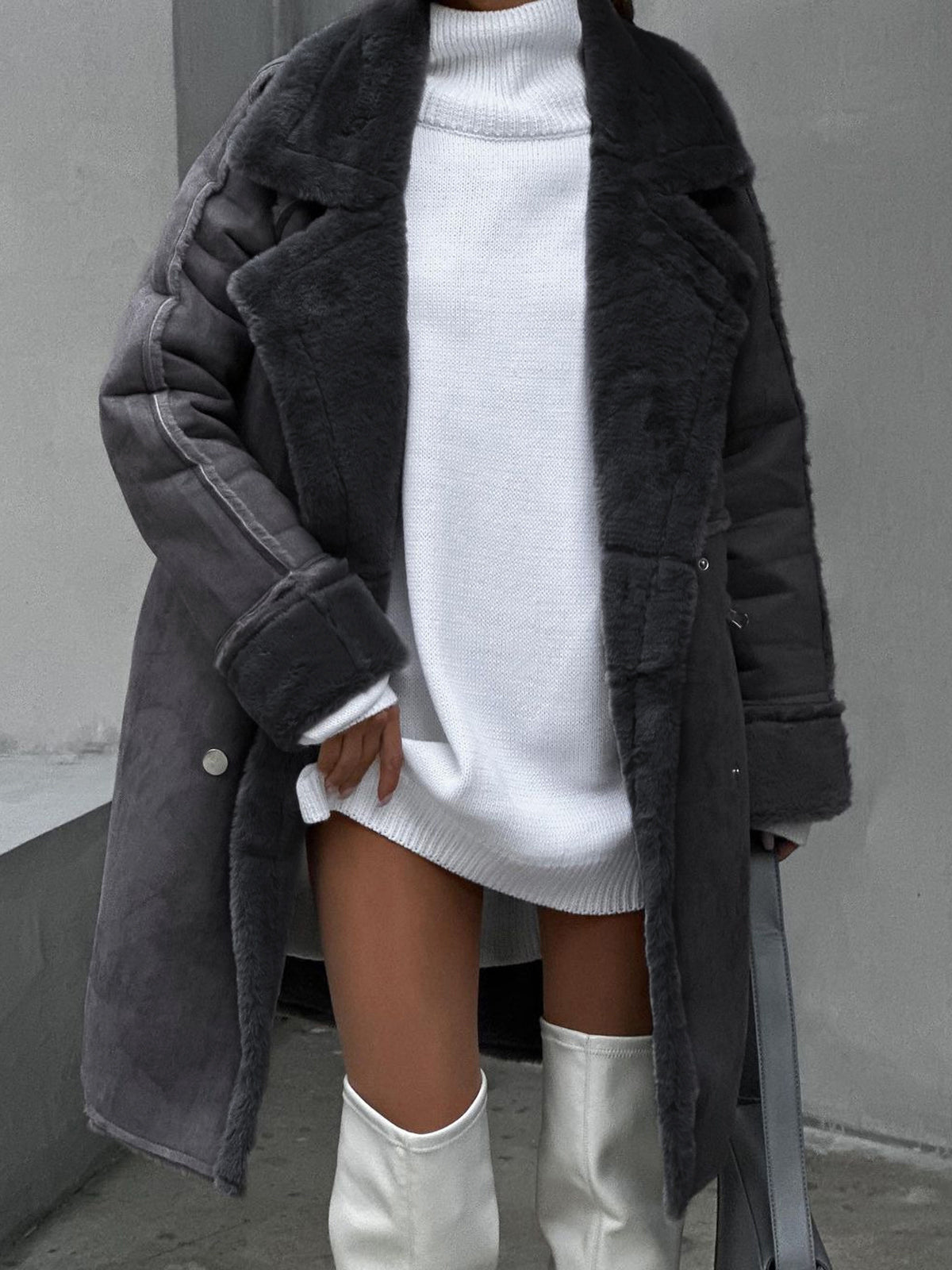 Women's Double Breasted Coat Notched Collar Wool