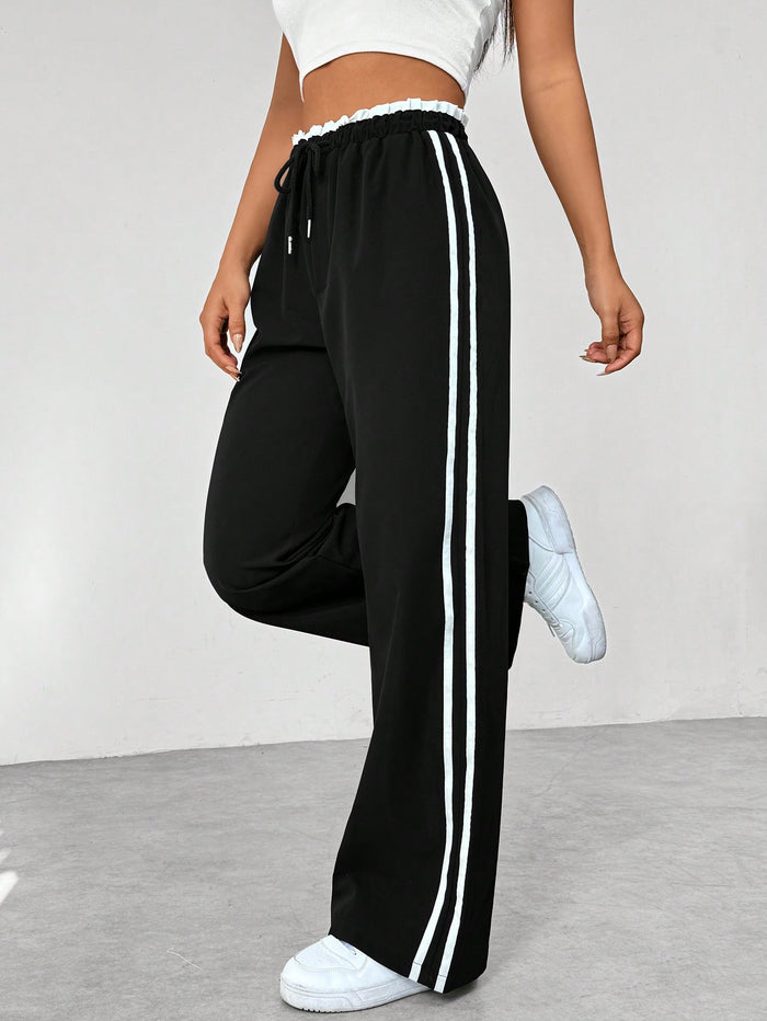Women's Elastic Waist Pants Side Striped - VibreMode