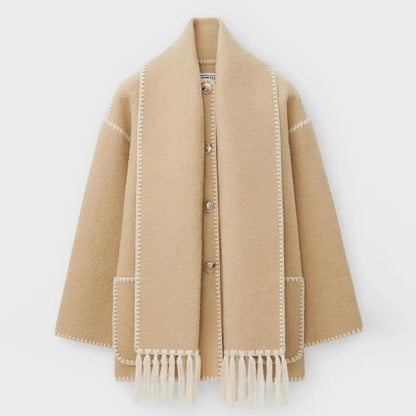 Women's Button Front Jacket Decorative Stitching