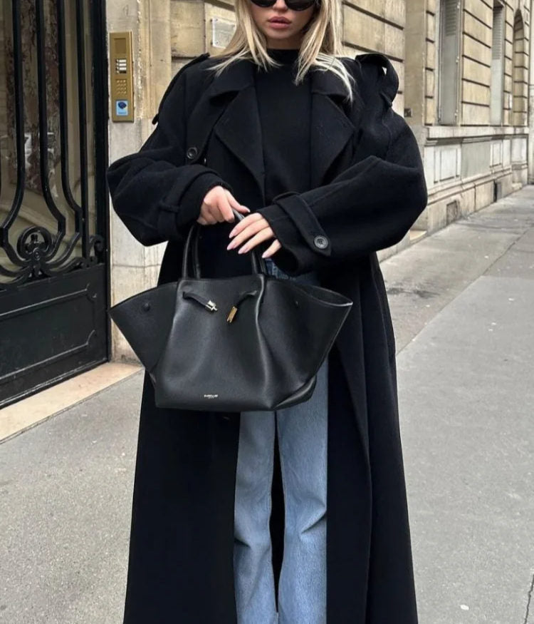Women's Double-Breasted Maxi Coat with Belt