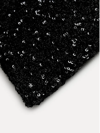 Women's Sequin Mini Dress Stand Collar