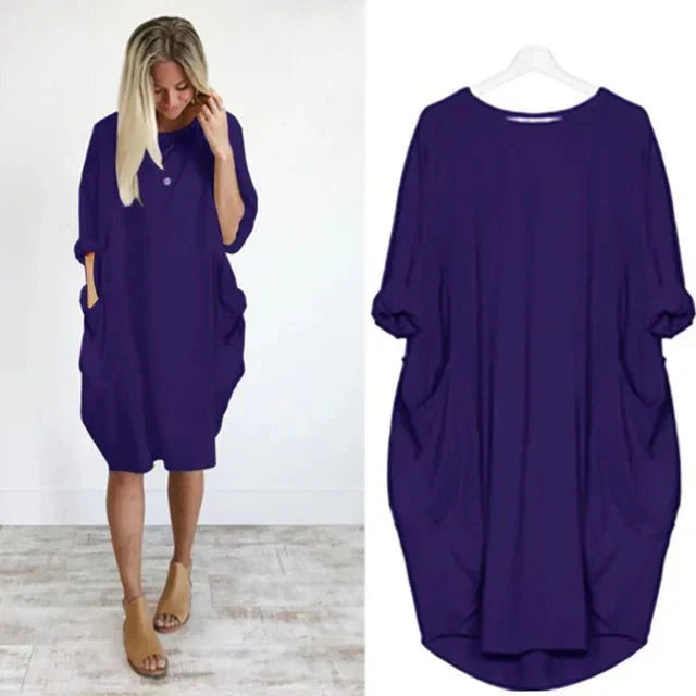 Women's Loose Fit Dress With Oversized Pockets
