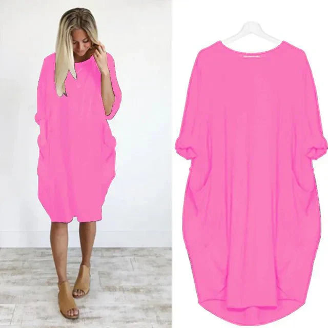Women's Loose Fit Dress With Oversized Pockets