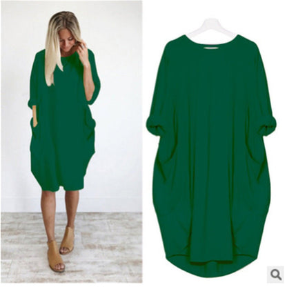 Women's Loose Fit Dress With Oversized Pockets