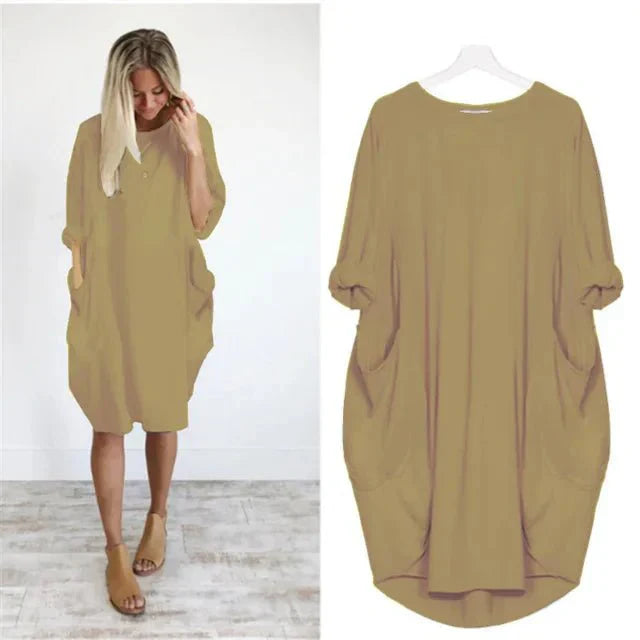 Women's Loose Fit Dress With Oversized Pockets