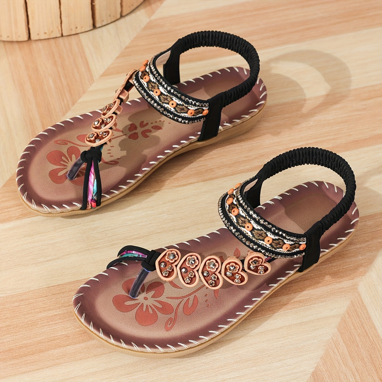 Image of Dana | Women's Toe-Post Embellished Sandals