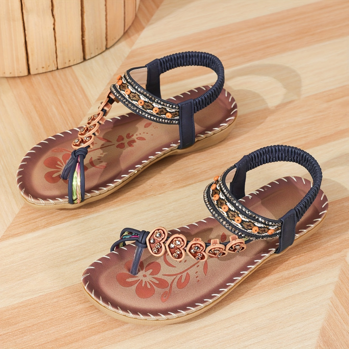 Image of Dana | Women's Toe-Post Embellished Sandals