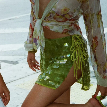 Image of Danielle | Women's Fitted Sequin Mini Skirt